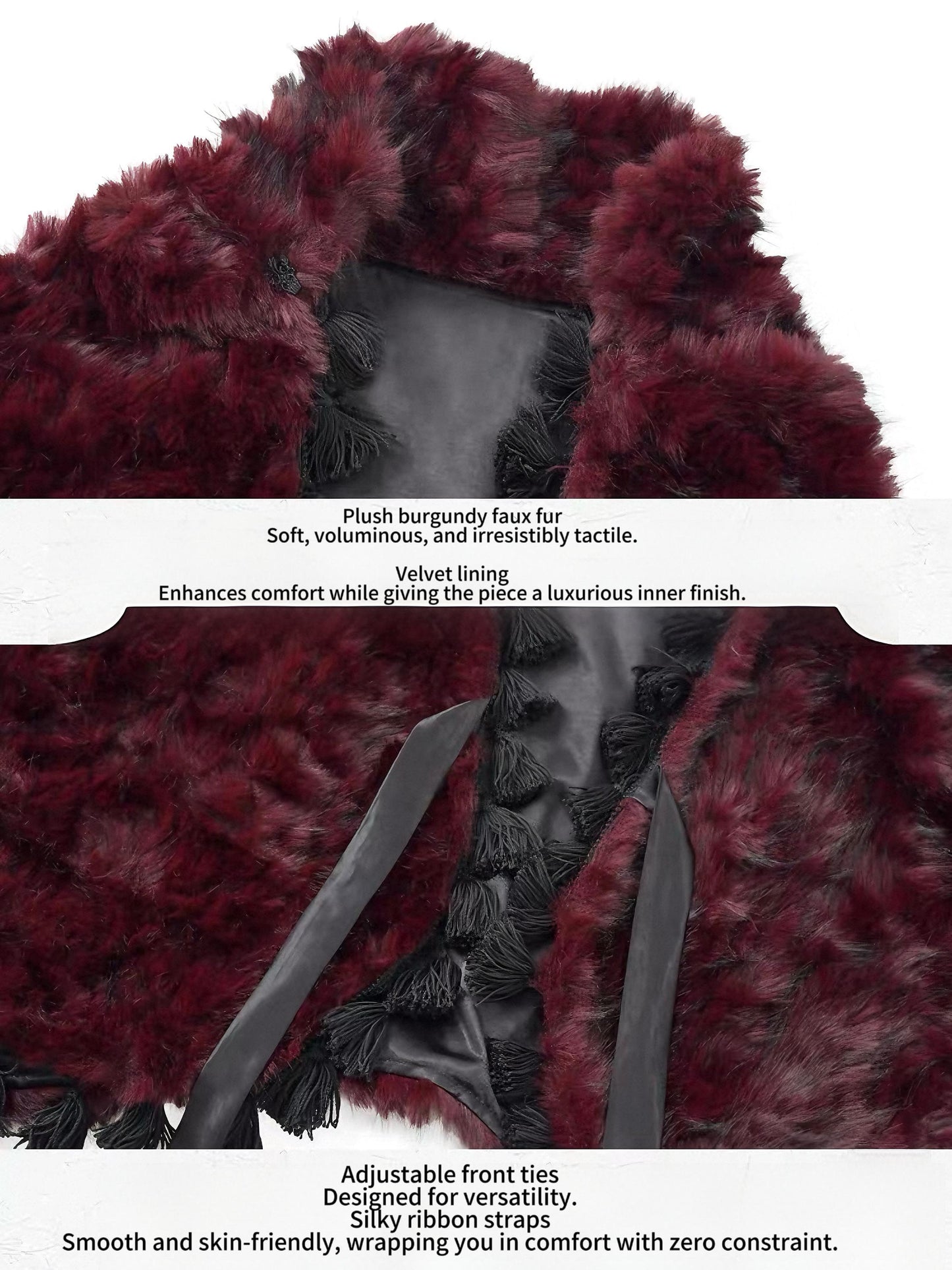 Crimson Duchess Faux Fur Cape | Gothic Holiday Shawl, Vintage Red Wrap Coat for Christmas Party, Winter Ball & New Year Gala