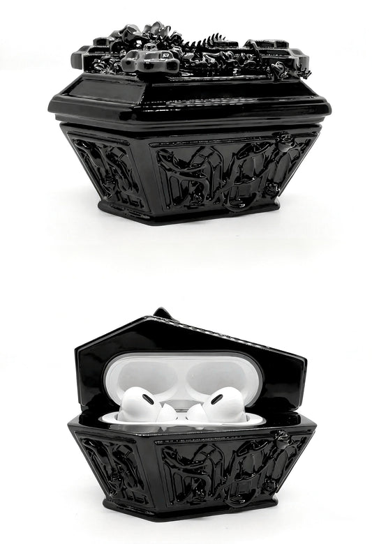 3D Printed Gothic Coffin Case | Fits AirPods Pro / AirPods Pro 2 | Unique Dark Aesthetic Earbuds Holder