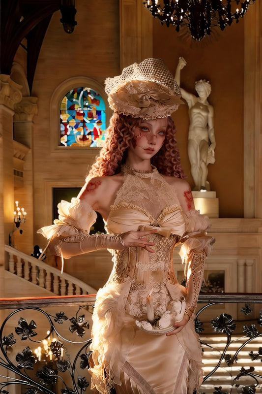 Cupid’s Whisper Rococo Corset & Dress Set | Pastel Gothic Lace Corset, Angelic Fairy Gown, Baroque Valentine Outfit, Renaissance Dress