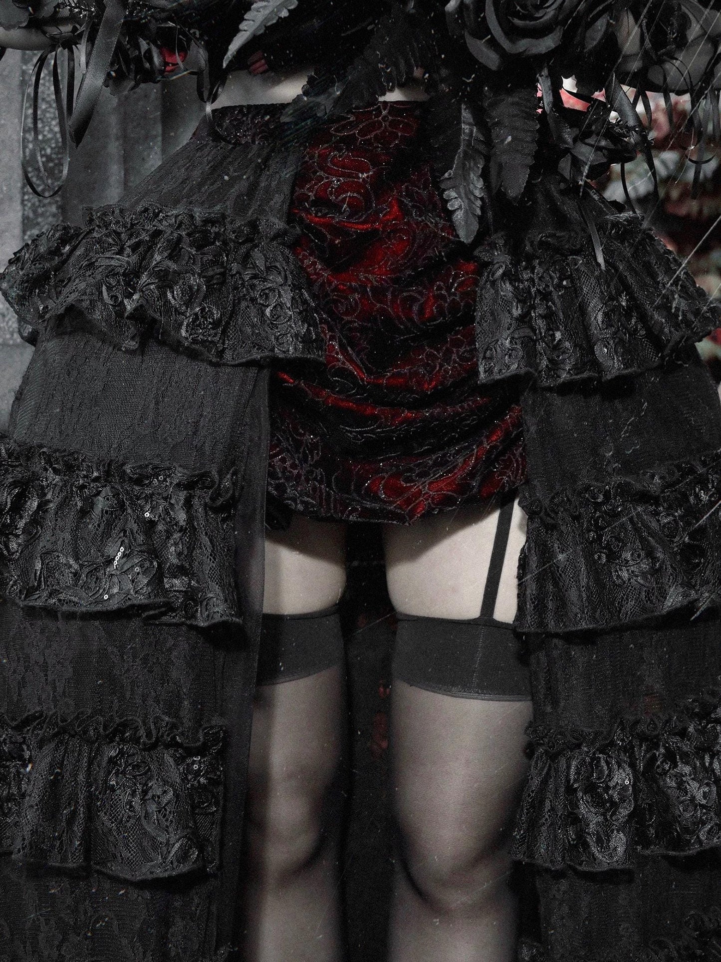 Crimson Widow Gothic Velvet Corset Dress - Victorian Baroque Gown for Christmas Ball, Holiday Gala & New Year Masquerade Party, Gift for Her