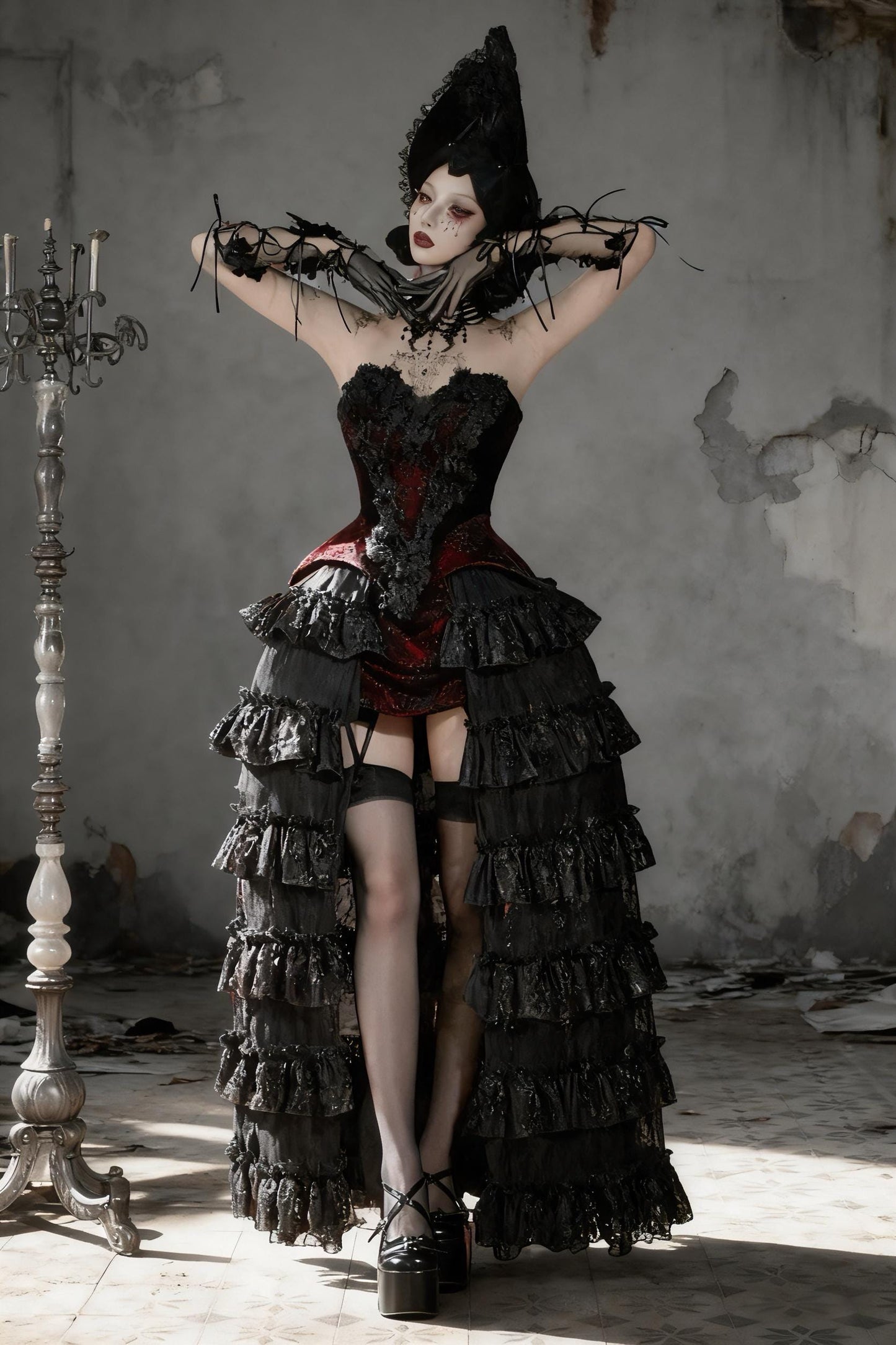 Crimson Widow Gothic Velvet Corset Dress - Victorian Baroque Gown for Christmas Ball, Holiday Gala & New Year Masquerade Party, Gift for Her