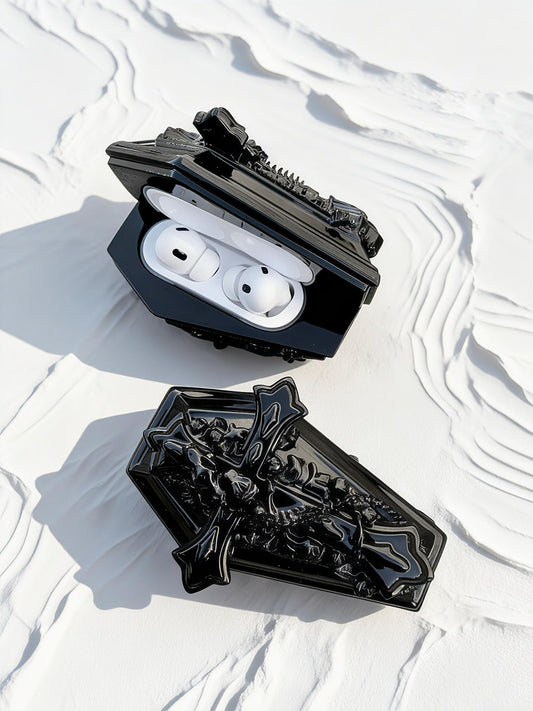 3D Printed Gothic Coffin Case | Fits AirPods Pro / AirPods Pro 2 | Unique Dark Aesthetic Earbuds Holder