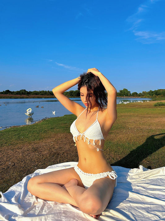Hand-Knit Seashell Crochet Bikini: Boho Beach Swimsuit