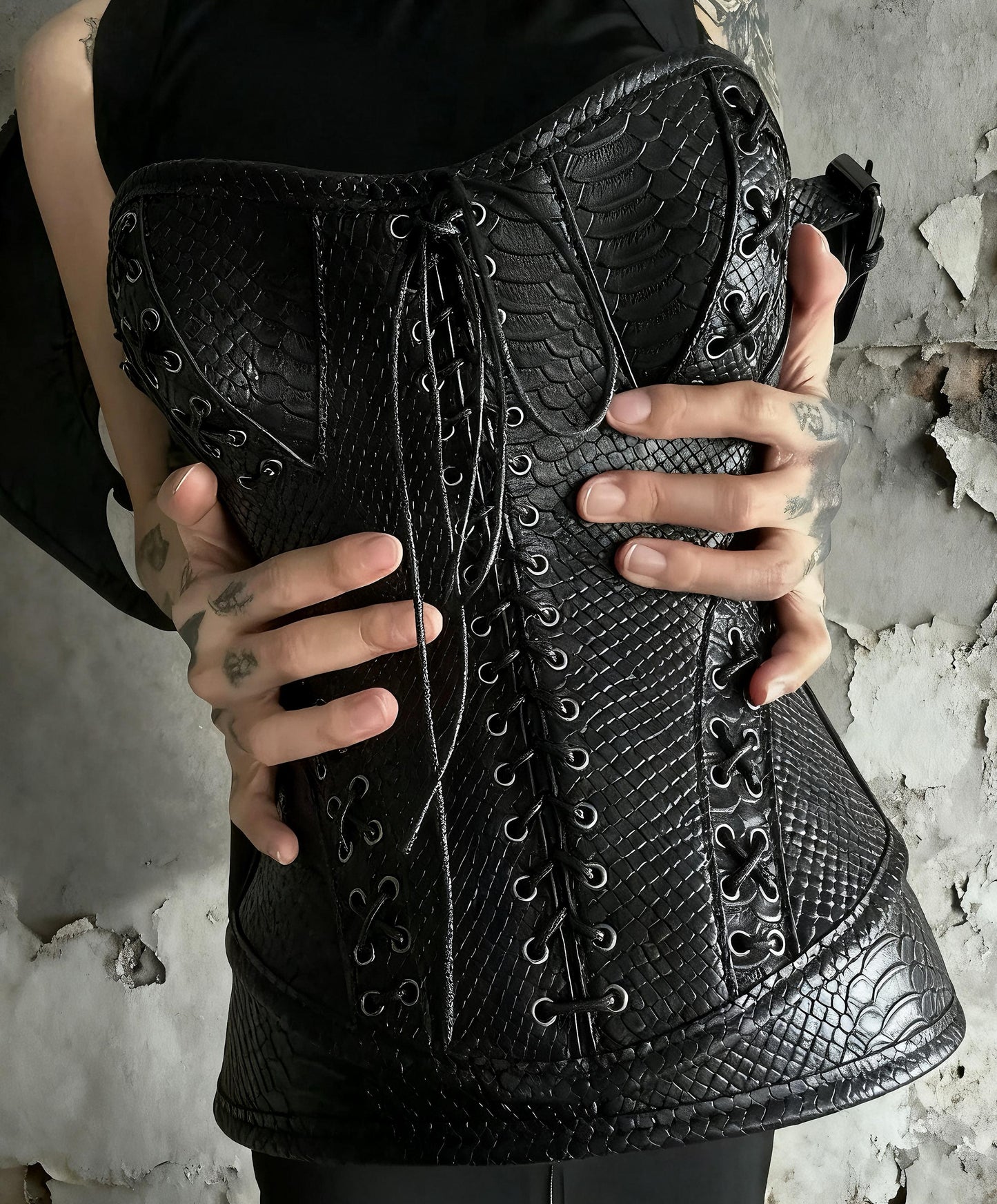 Gothic Snake Corset Bag, Black Serpent Leather Tote, Dark Fantasy Shoulder Purse, Gothic Queen Handbag, Fetish Punk Accessories