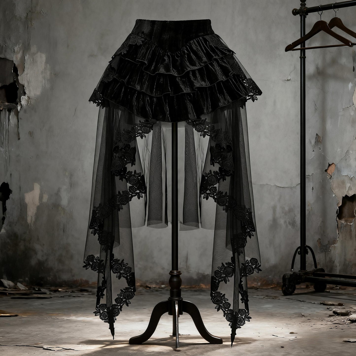 Countess of Dracula Gothic Corset Dress with Choker, Red Velvet Lace Vampire Costume, Victorian Gothic Corset Top & Layered Mesh Skirt