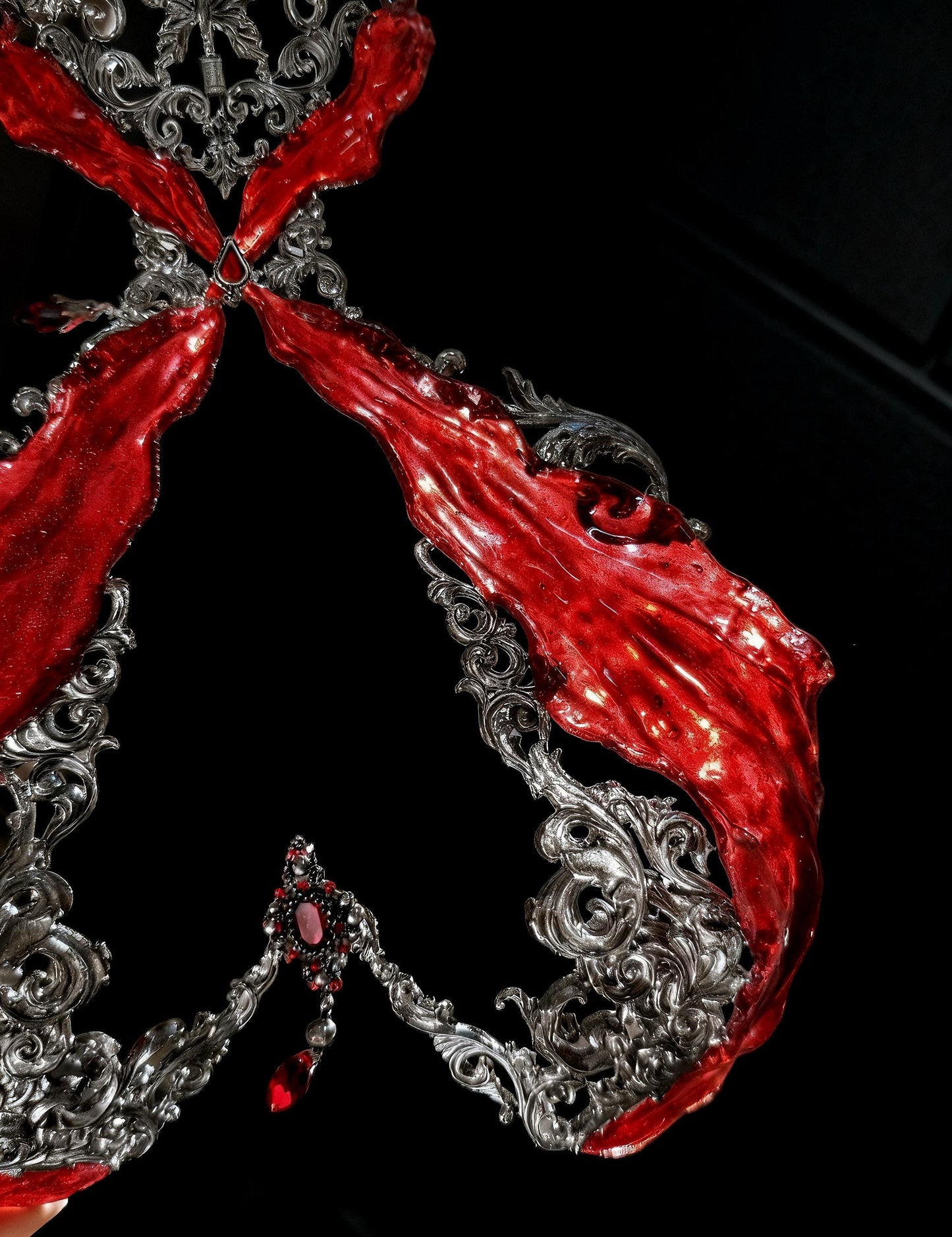 Handmade Red Rave Corset Top – Gothic Resin Silicone Bustier, Festival Rave Outfit, Fantasy Armor Lingerie, EDM, Burningman Outfit