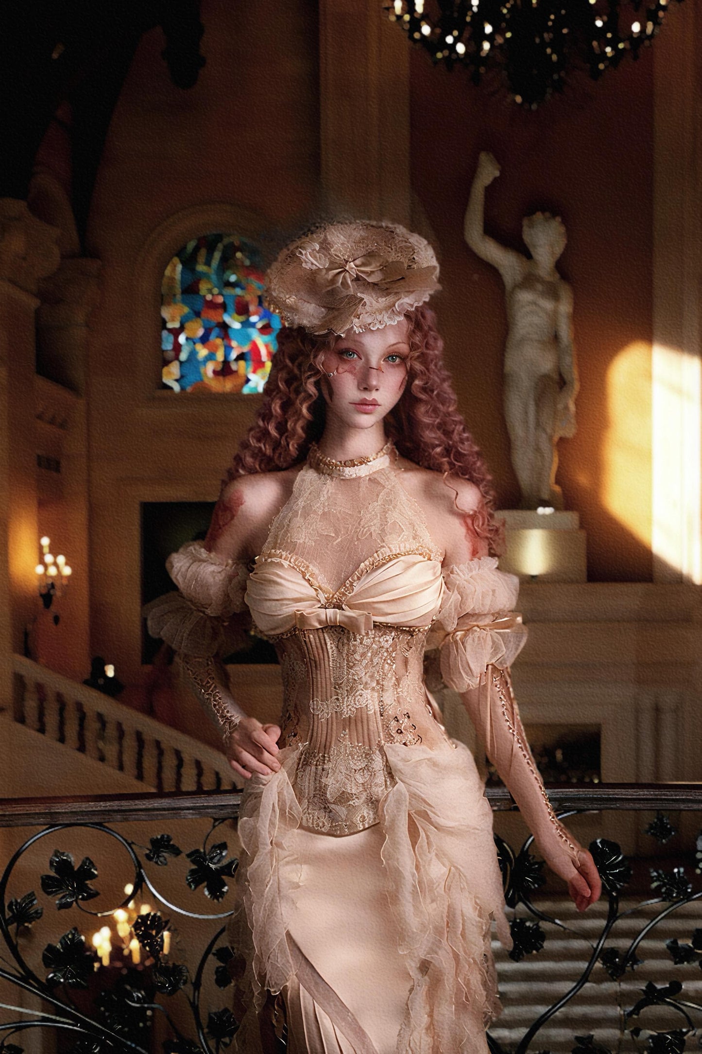 Cupid’s Whisper Rococo Corset & Dress Set | Pastel Gothic Lace Corset, Angelic Fairy Gown, Baroque Valentine Outfit, Renaissance Dress