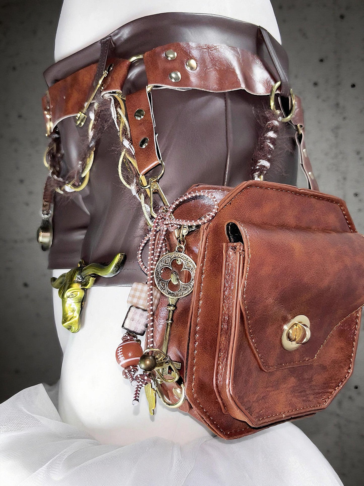 Bolldborne Gothic Pirate Costume: Vegan Leather Corset & Steampunk Shorts, Rave Outfit