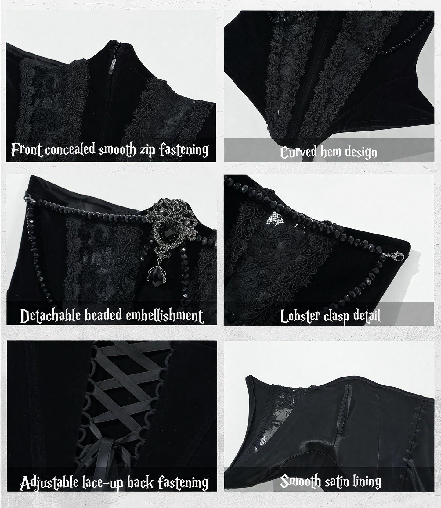 Midnight Empress Gothic 4-Piece Set | Victorian Vampire Corset Dress with Lace Top, Boned Waist Cincher, Hoop Skirt & Bustle Underskirt