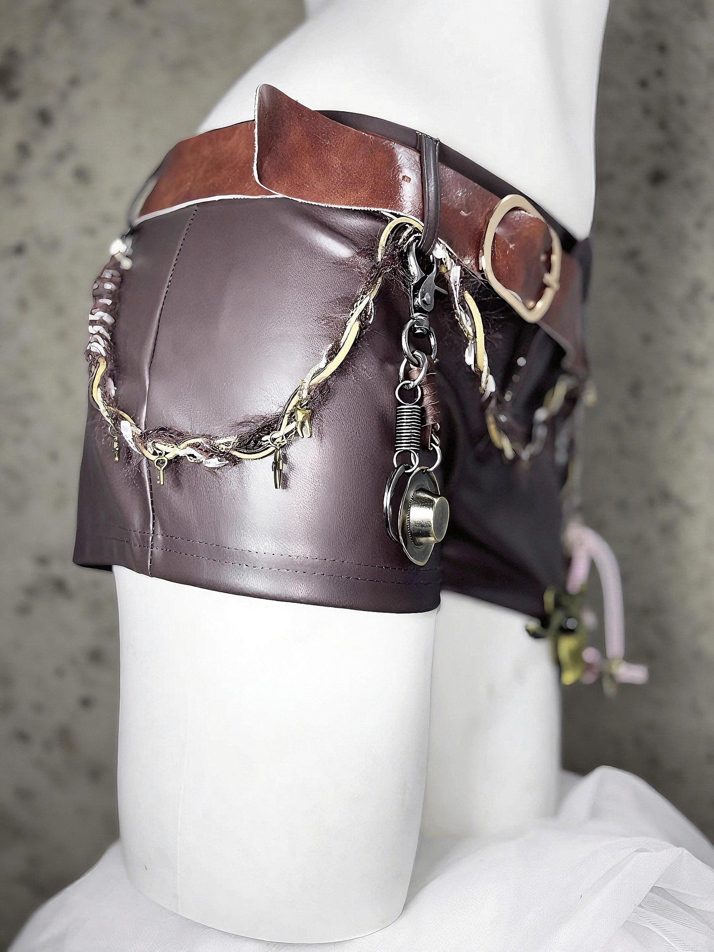 Bolldborne Gothic Pirate Costume: Vegan Leather Corset & Steampunk Shorts, Rave Outfit