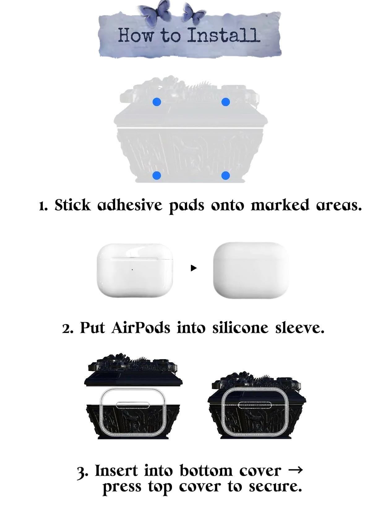 3D Printed Gothic Coffin Case | Fits AirPods Pro / AirPods Pro 2 | Unique Dark Aesthetic Earbuds Holder